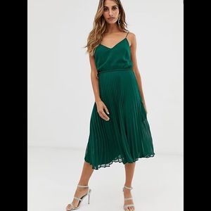 ASOS DESIGN pleated cami midi dress with drawstring waist